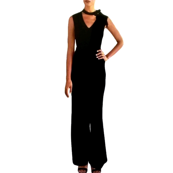 NWT Calvin Klein High Waist Wide Leg Black Romper Size 2 - Picture 8 of 9